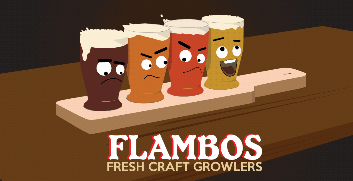 Flambos Fresh Craft Growlers beers